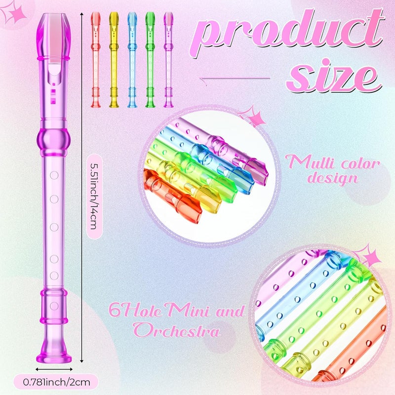 Lukmaa 100 Pieces Mini Translucent Soprano Recorder Plastic 6 Hole Soprano Descant for Kids Bulk Baroque Style Musical Recorders Bulk for Beginners Kids Flute - Image 2